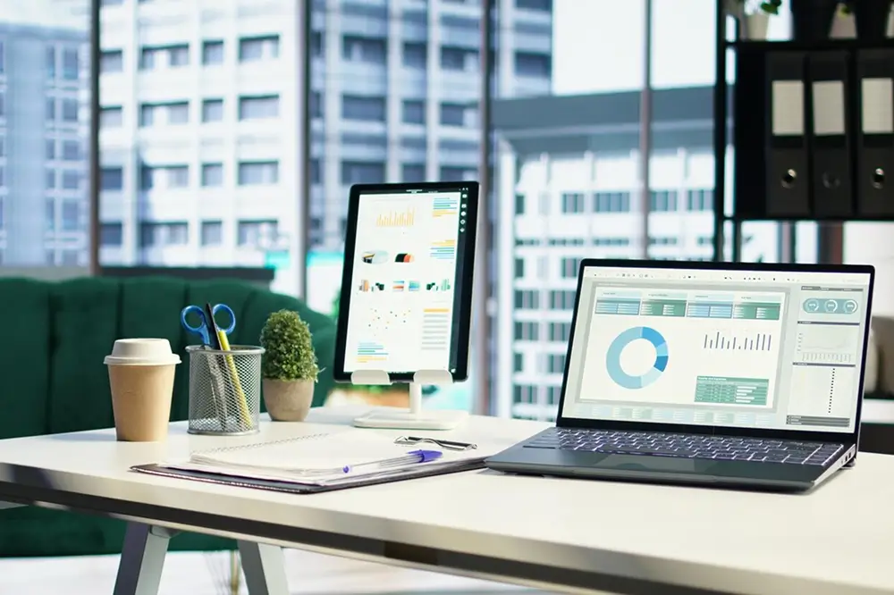 Property management professional using digital marketing to attract tenants