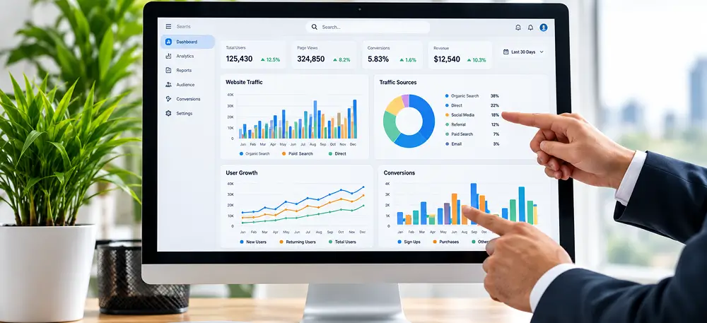 Real estate marketing analytics dashboard showing performance charts